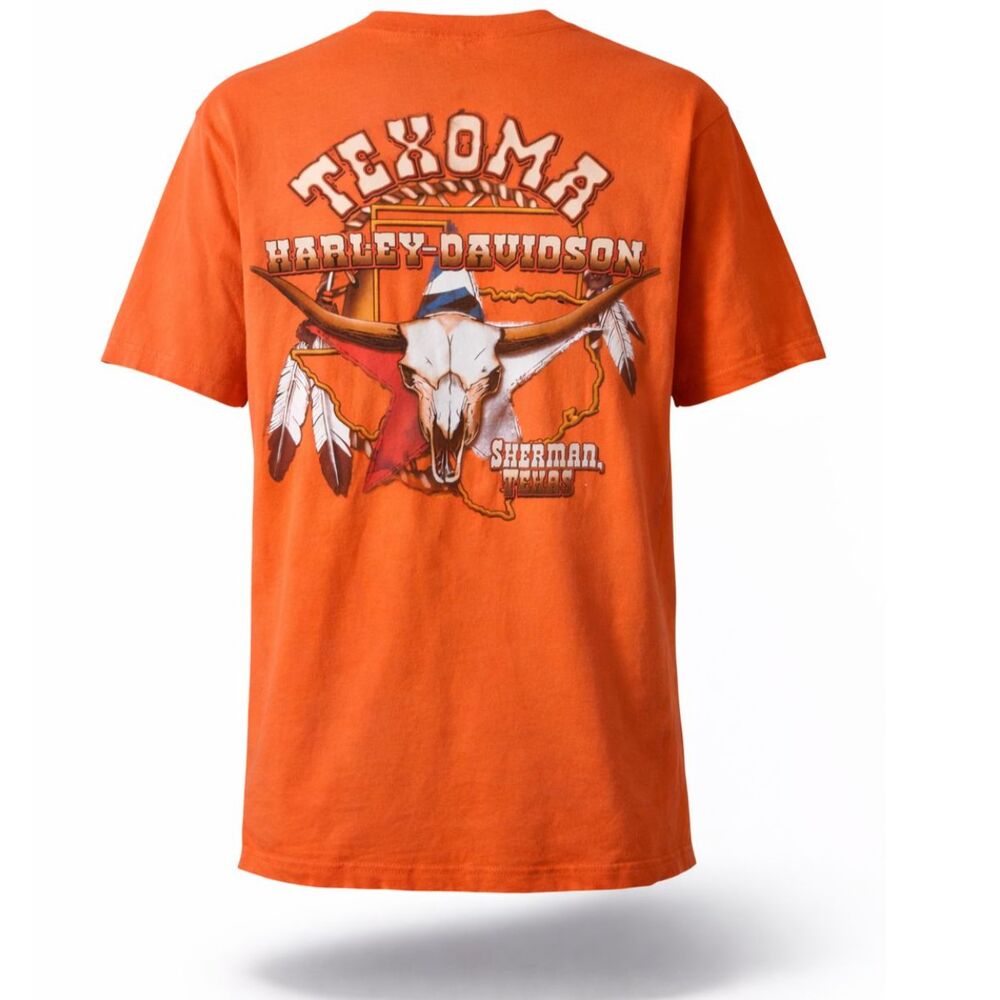 Harley-Davidson T Shirt TEXOMA SHERMAN TX Orange LARGE Men